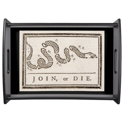 Join or Die Franklin Rattlesnake Political Cartoon Serving Tray