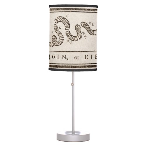 Join or Die Franklin Rattlesnake Political Cartoon Table Lamp