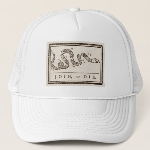 Join or Die Franklin Rattlesnake Political Cartoon Trucker Hat