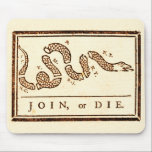 Join or Die Mouse Pad<br><div class="desc">Benjamin Franklin's political cartoon JOIN, or DIE recreated with an aged look.</div>