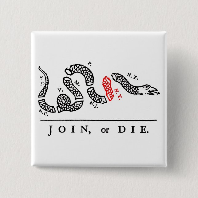 JOIN, or DIE New York Pinback Button (Front)
