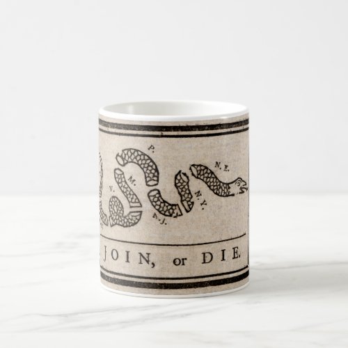 Join or Die Political Cartoon by Benjamin Franklin Coffee Mug