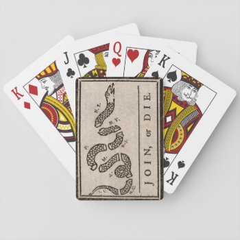 Join Or Die Political Cartoon By Benjamin Franklin Playing Cards by EnhancedImages at Zazzle