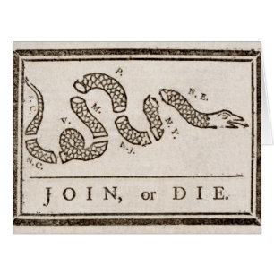 Join or Die Rattlesnake: Cartoon Benjamin Franklin