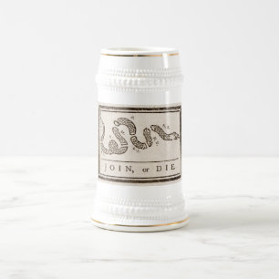 Join or Die Rattlesnake: Cartoon Benjamin Franklin Beer Stein