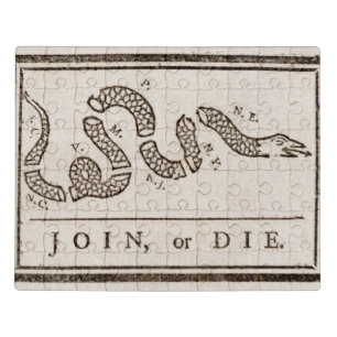 Join or Die Rattlesnake: Cartoon Benjamin Franklin Jigsaw Puzzle