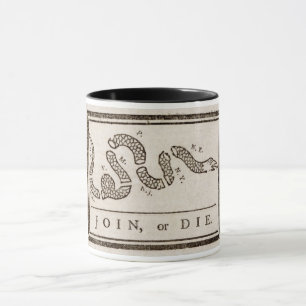 Join or Die Rattlesnake: Cartoon Benjamin Franklin Mug