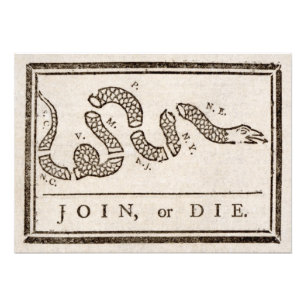 Join or Die Rattlesnake: Cartoon Benjamin Franklin Photo Print