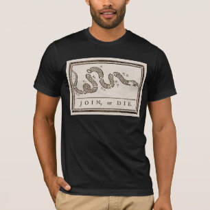 Join or Die Rattlesnake: Cartoon Benjamin Franklin T-Shirt