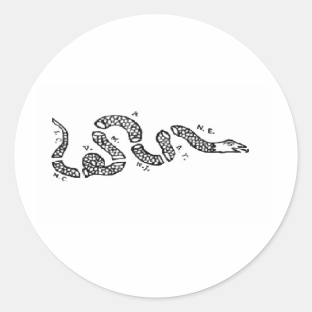 Join Or Die Snake Classic Round Sticker (Front)