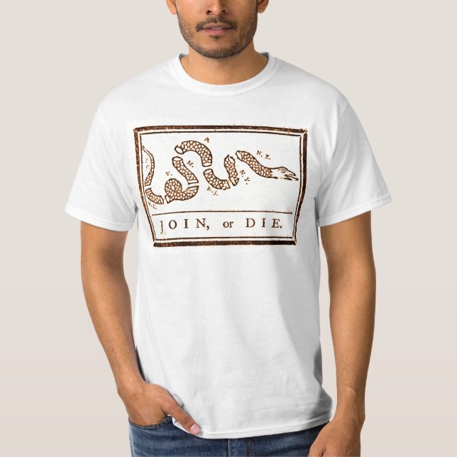 Join or Die Vintage Americana T-Shirt (Front)