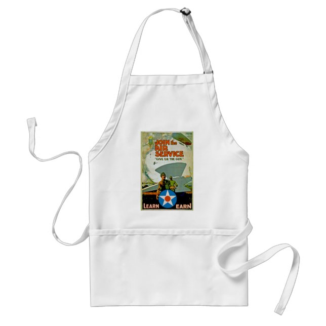 Join The Air Service ~ Give 'Er The Gun Adult Apron (Front)