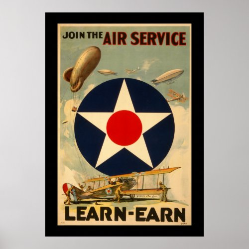 Join The Air Service Learn_Earn Black Border Poster