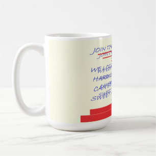 JOIN THE CLUB FUN MESSAGE BLUE AND RED COFFEE MUG
