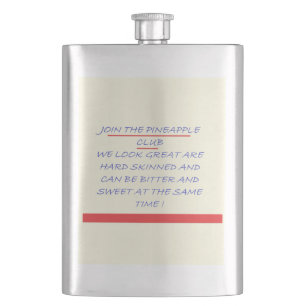 JOIN THE CLUB FUN MESSAGE BLUE AND RED FLASK