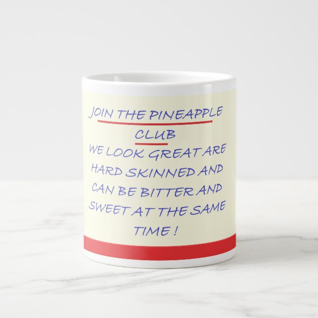 JOIN THE CLUB FUN MESSAGE BLUE AND RED GIANT COFFEE MUG (Front)