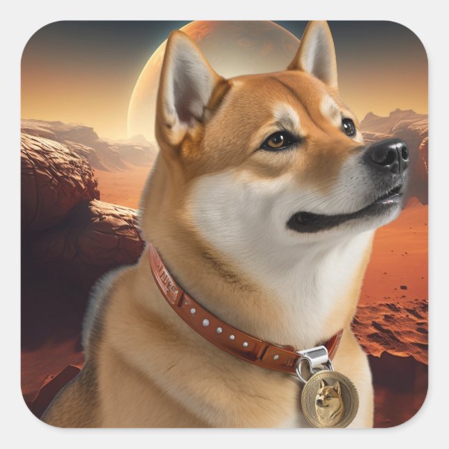 Join the Crypto Revolution with Dogecoin and Shiba Square Sticker (Front)
