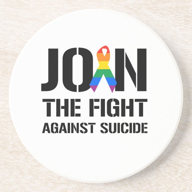 Join the fight against gay suicide drink coaster (Front)