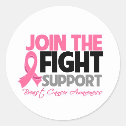 Join The Fight Support Breast Cancer Awareness Classic Round Sticker