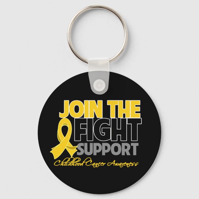 Join The Fight Support Childhood Cancer Awareness Keychain (Front)