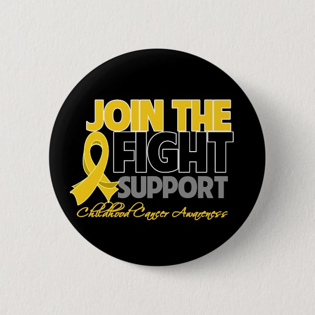Join The Fight Support Childhood Cancer Awareness Pinback Button (Front)