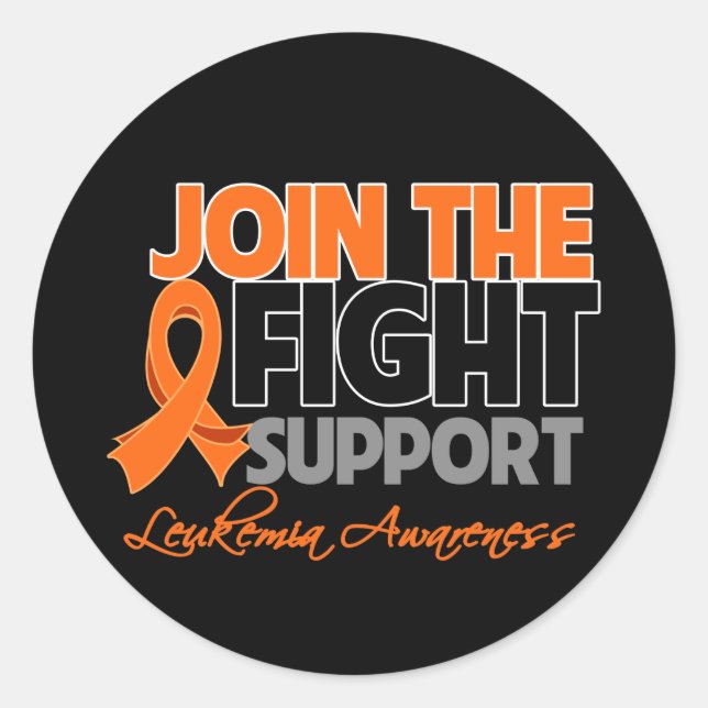 Join The Fight Support Leukemia Awareness Classic Round Sticker (Front)