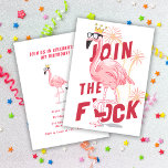 Join The Flock Funny Pink Flamingo Birthday Party Invitation<br><div class="desc">Get ready to party with this cool bithday party invitation. Watercolor pink flamingo in sunglasses and crown,  fireworks. Join the flock!</div>