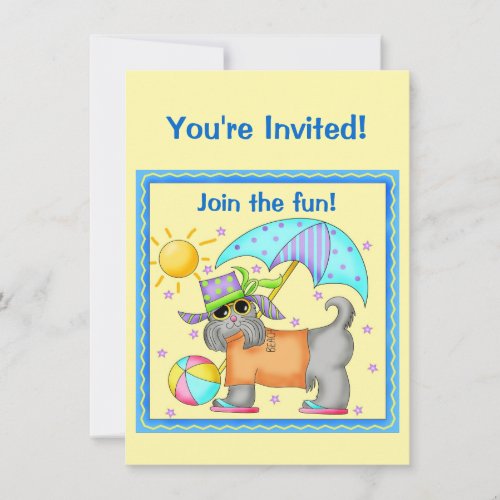 Join the Fun Dog Beach Pool BBQ Cookout Invitation