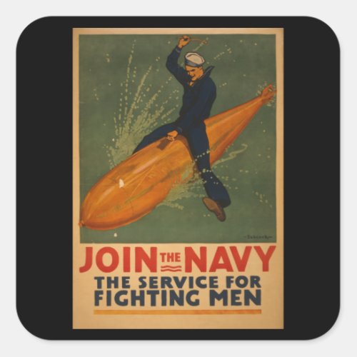 Join The Navy _ Fighting Men _ Vintage USA Wa Square Sticker