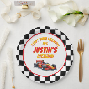 Join the Pit Crew Race Car Birthday Paper Plates