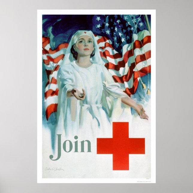 Join the Red Cross - American Flag (US00310) Poster (Front)