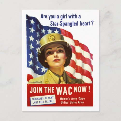 Join the WAC now War Poster Postcard