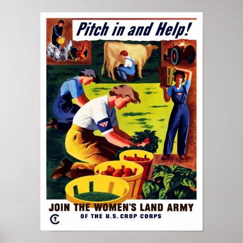 Join The Womens Land Army __ WWII Poster