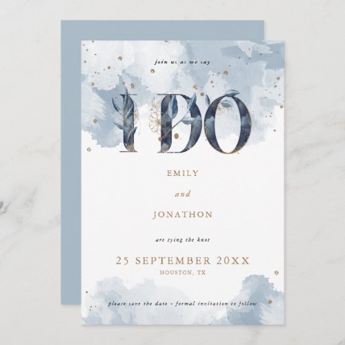Join Us As We Say i Do Decorated Leaf Gold Blue Save The Date