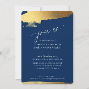 JOIN US calligraphy formal gold edges navy white Invitation