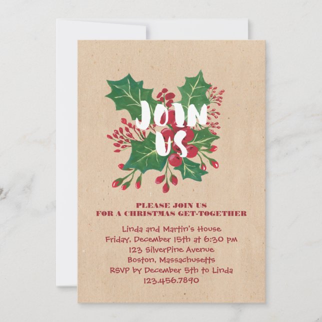 Join Us Christmas Foliage Party Invitations (Front)