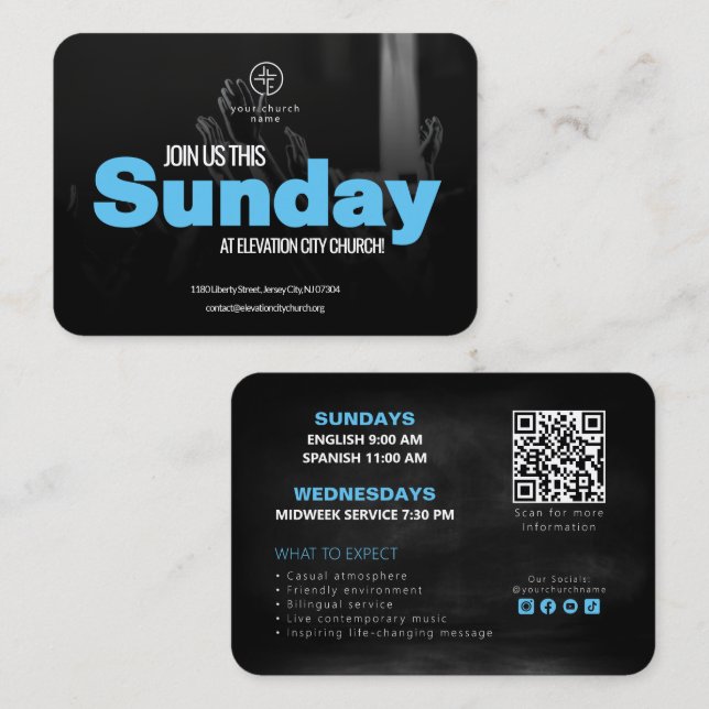 Join Us Church Invitation Calling Card Template (Front/Back)