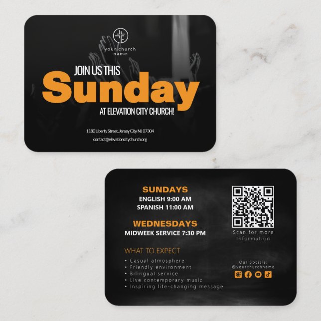 Join Us Church Invitation Calling Card Template (Front/Back)