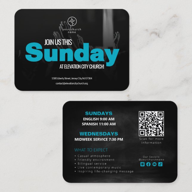 Join Us Church Invitation Calling Card Template (Front/Back)