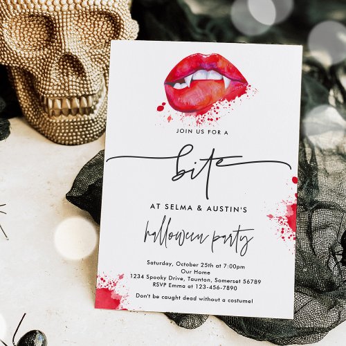 Join Us For A Bite Halloween Vampire Soiree Party  Invitation