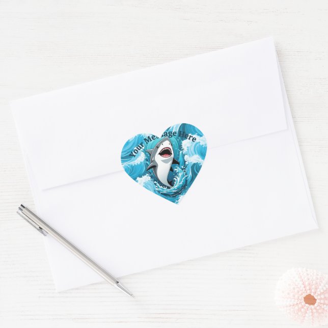 Join Us For a Bite Shark Heart Sticker (Envelope)