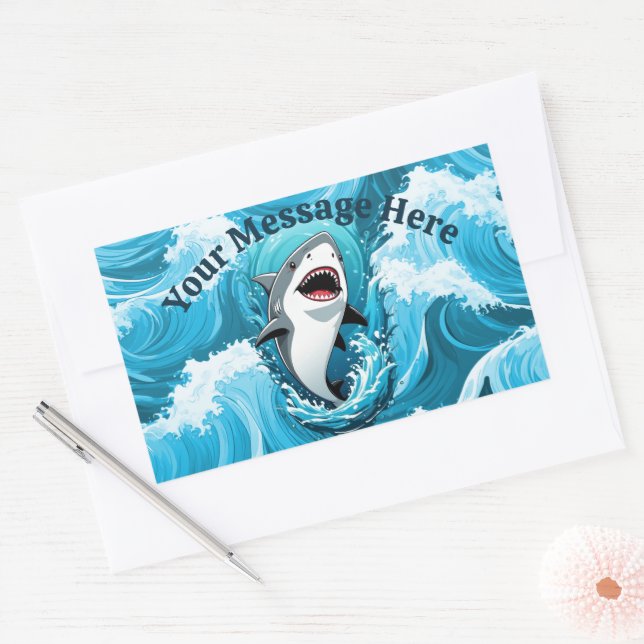 Join Us For a Bite Shark Rectangular Sticker (Envelope)