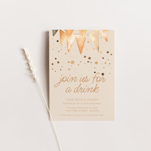Join Us For A Drink Beige Party Invitation