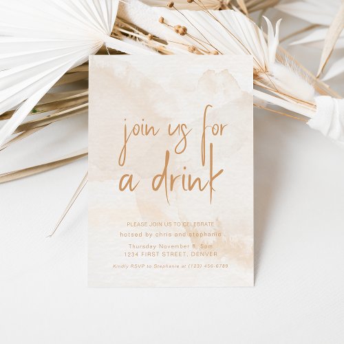 Join Us For A Drink Beige Party Invitation