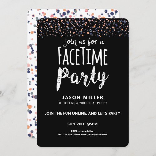 Join Us For A Fun Online Video Chat Party Confetti Invitation