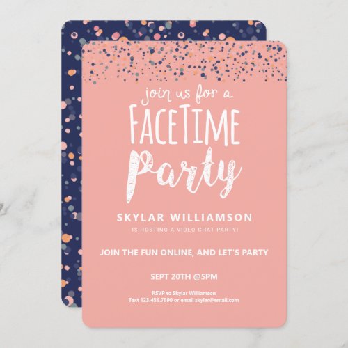 Join Us For A Fun Online Video Chat Party Confetti Invitation