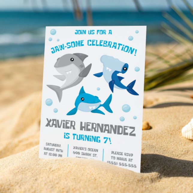Join us for a Jaw-Some Celebration! Shark Birthday Invitation (Creator Uploaded)