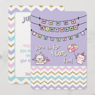 Join us for A LOTL fun! Birthday Axolotl Invitation