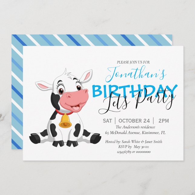  Join Us for a Moo-nificent Birthday Bash Announcement (Front/Back)