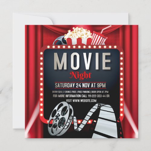 Join Us for a Movie Night Birthday Celebration Invitation